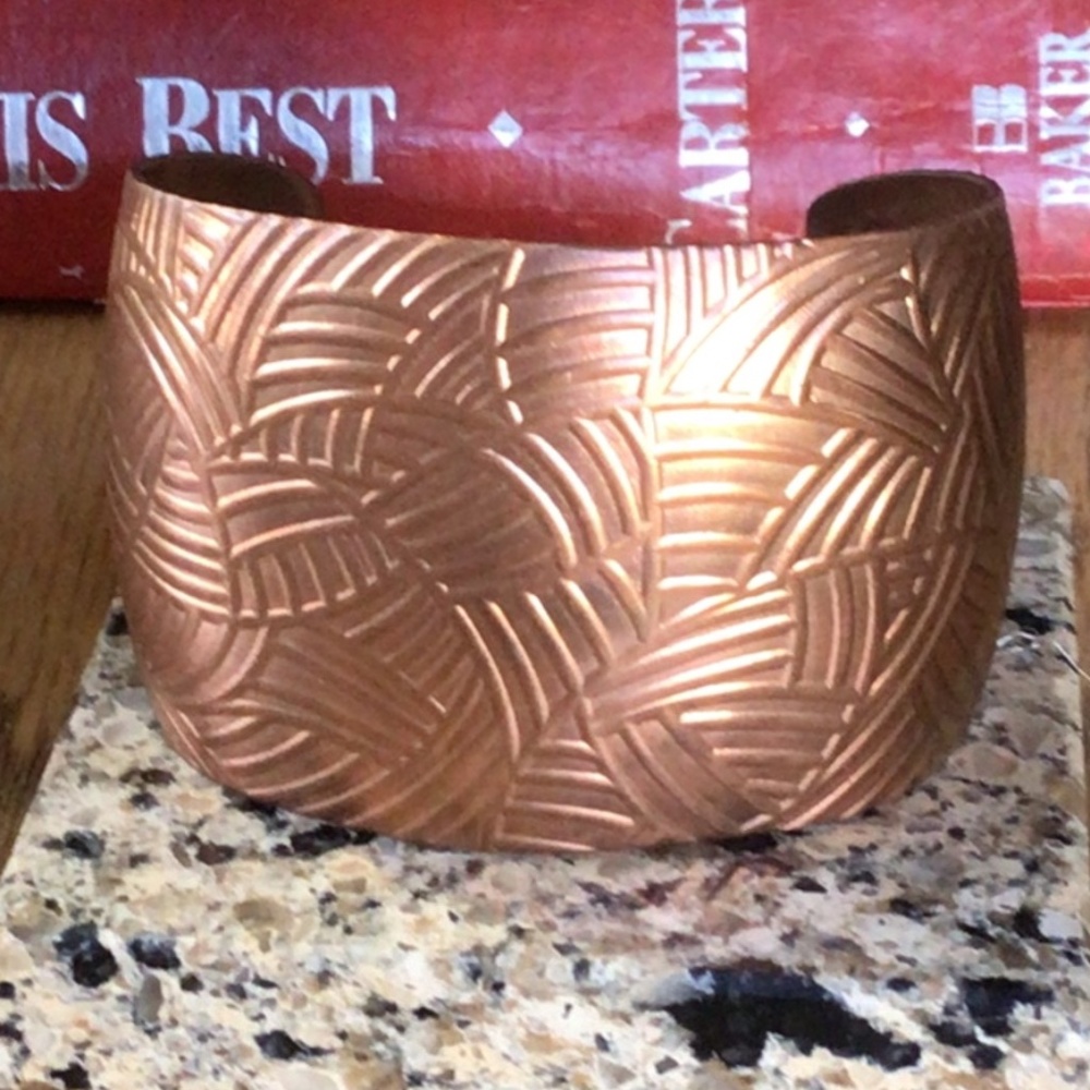 Copper tone Palm Print embossed Cuff Bracelet OSFM